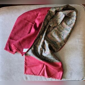 Very Rare! Vintage! Christian Dior Red Cashmere & Paisley Silk Mens Opera Scarf